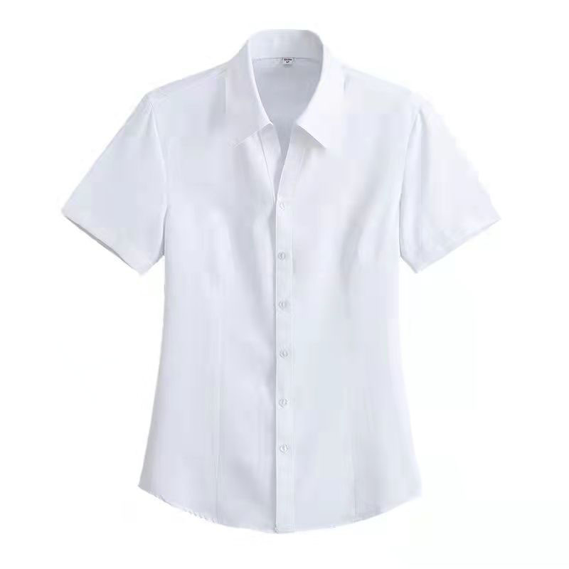 职业正装白衬衫女短袖方领女装工作面试好看优雅显瘦女士衬衫上衣
