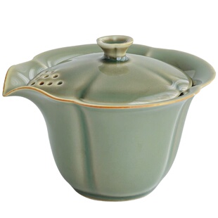 越窑青瓷盖碗中式手工家用高端功夫茶具不烫手手抓壶泡茶过滤茶杯