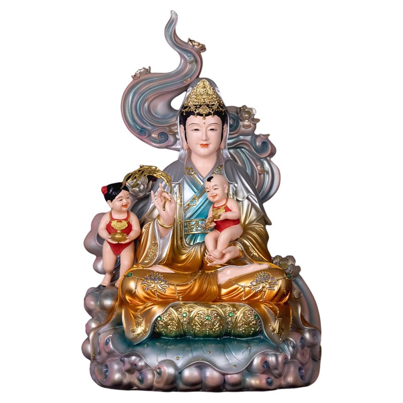 送子观音树脂彩绘供奉摆件