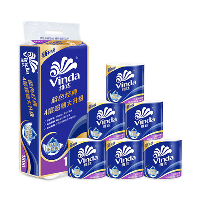 维达超韧卷纸140g家用卫生卷筒纸亲肤加厚四层可湿水柔顺细腻卷纸