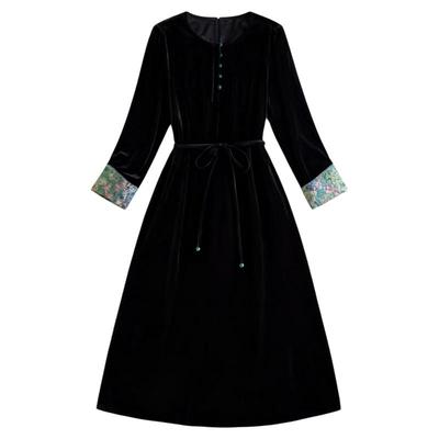 水墨佳人非遗宋锦提花连衣裙