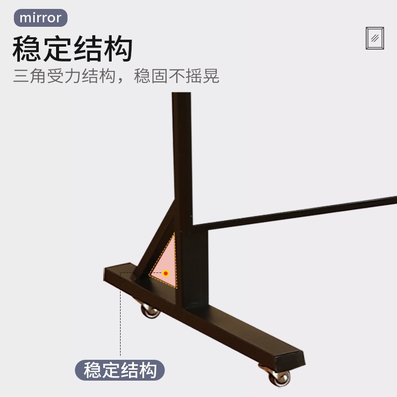 可移动舞蹈镜万向轮落地镜瑜伽健身练功房镜子穿衣镜家用全身镜子