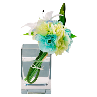 透明玻璃花瓶方口简约现代欧式水培假花仿真小花瓶摆件创意花插