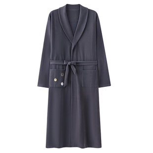 芬腾可安睡袍男款男士冬季2025新款浴袍薄绒加厚深灰睡衣男秋冬天