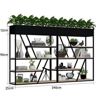 饰架厂 新北欧铁艺隔断置物架办公室屏风围栏花槽绿植工业风卡座装