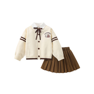D.Bkyer女童学院风jk套装秋装毛衣外套制服裙短裙子女孩洋气冬装
