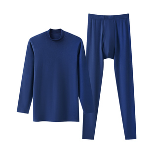 三枪朵绒棉半高领保暖内衣男中厚款抗菌防螨双面绒感秋衣秋裤套装