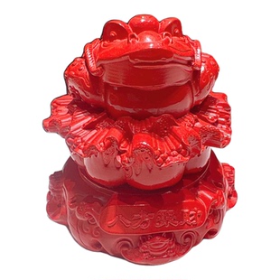 保真朱砂红砂水飞砂八方聚财七星金蟾白菜聚宝盆款摆件客办公室桌