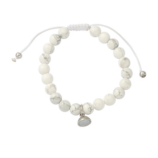 情侣天然石手串黑磨砂玛瑙白松石新款配对磁吸半边圆球坠清新手链