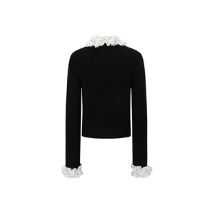 none 独特超好看波点泡泡袖领针织开衫外套女2025秋新款修身显瘦