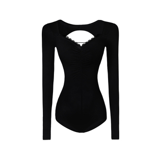 美辰[月夜典藏]上衣拉丁舞服装冬新款舞蹈服露背练功服长袖女成人