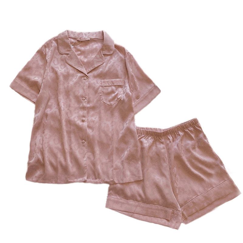 短袖短裤豹纹甜美少女丝滑家居服