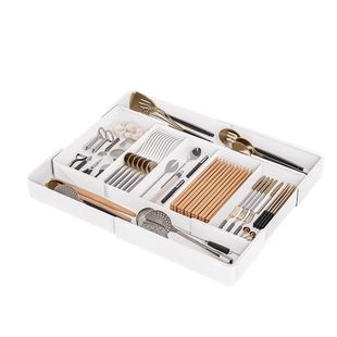 可伸缩抽屉分格收纳盒橱柜餐具筷子勺子内置拉篮储物盒分隔神器