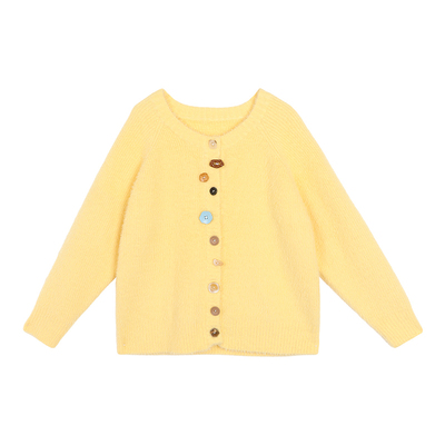 NORNOR女童白色针织开衫毛衣