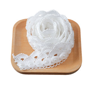 宽4cm加厚镂空鱼鳞窄水溶花边 牛奶丝蕾丝刺绣 DIY服装裙边辅料