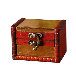 复古小木盒迷你宝箱仿古首饰盒彩色小匣子礼物带锁储物收藏箱道具
