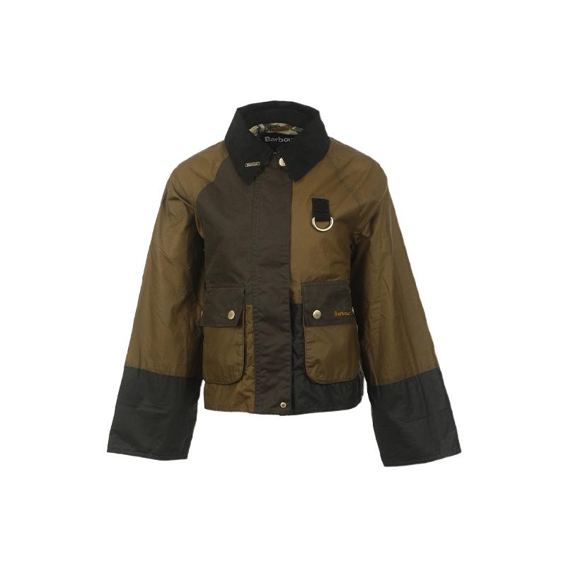 【自营】BARBOUR26ss新品女士拼色设计英伦复古宽松休闲翻领外套