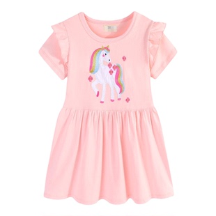 外贸童装夏装儿童连衣裙夏季女童刺绣纯棉t恤裙小女孩宝宝公主裙6