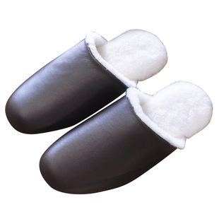 高档奢华皮毛一体羊毛羊皮手工真皮拖鞋冬季居家男女室内保暖防滑