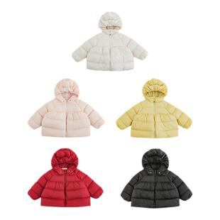 幼悠女童杜邦三防纯色羽绒服中长款冬季防风保暖立体兔耳连帽外套