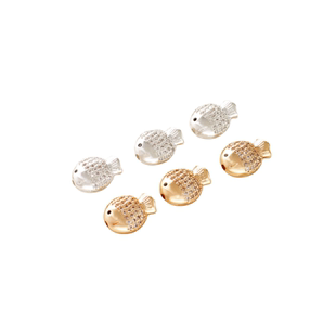 14K包金保色满镶锆石小鱼金鱼隔珠diy手工串珠手链项链耳饰品配件