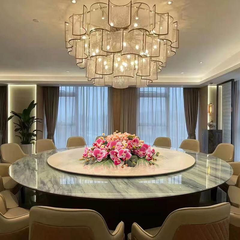 酒店大圆餐桌转盘中间装饰桌面日摆桌仿真花花生会议室花宴会花艺