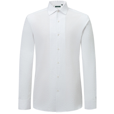 柏品两用领长袖商务泡泡纱衬衫