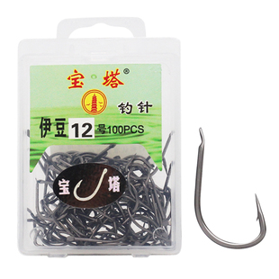 宝塔伊豆鱼钩盒装 100枚/盒有倒刺鱼钩上黑锋利钩针垂钓装备