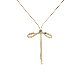 韩系蝴蝶结吊坠项链女款秋冬高级感长款百搭装饰毛衣链挂脖配饰品