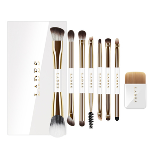LADES/蓝蒂丝三折叠15支双头便携套刷眼影刷点彩铺色化妆刷套盒装