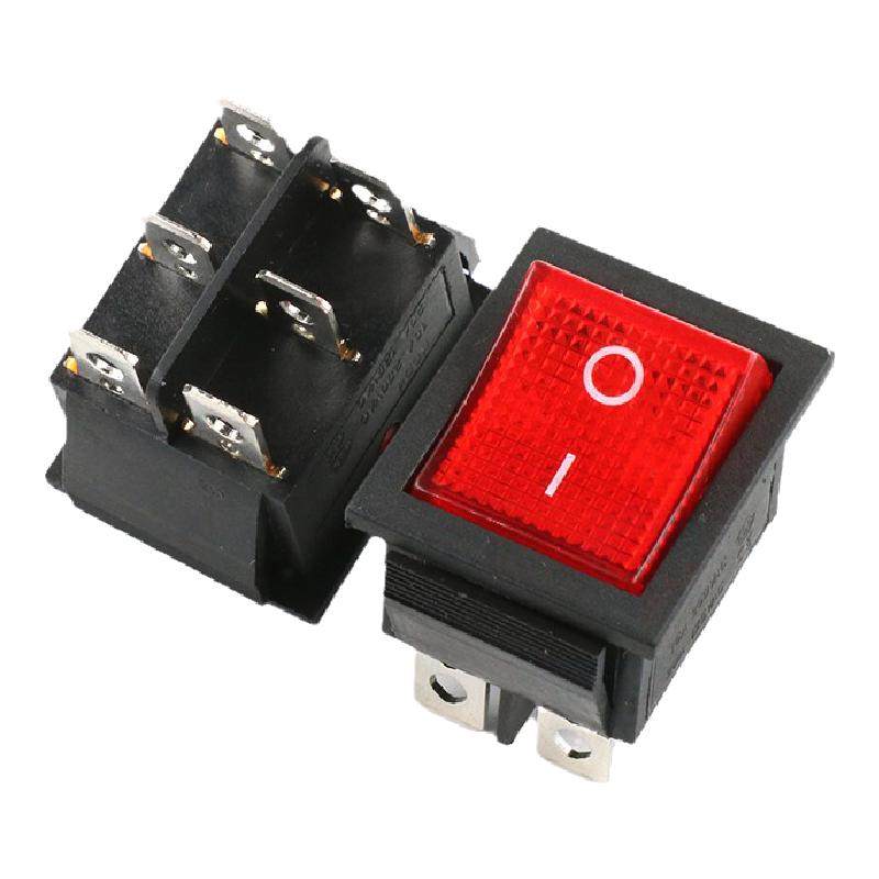 KCD4船形开关船型翘板大功率电源按钮4 6脚红 绿灯31*25mm16A250V