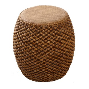 藤编鼓凳仿古中式实木圆凳化妆鼓墩换鞋坐墩古筝凳客厅茶几矮凳