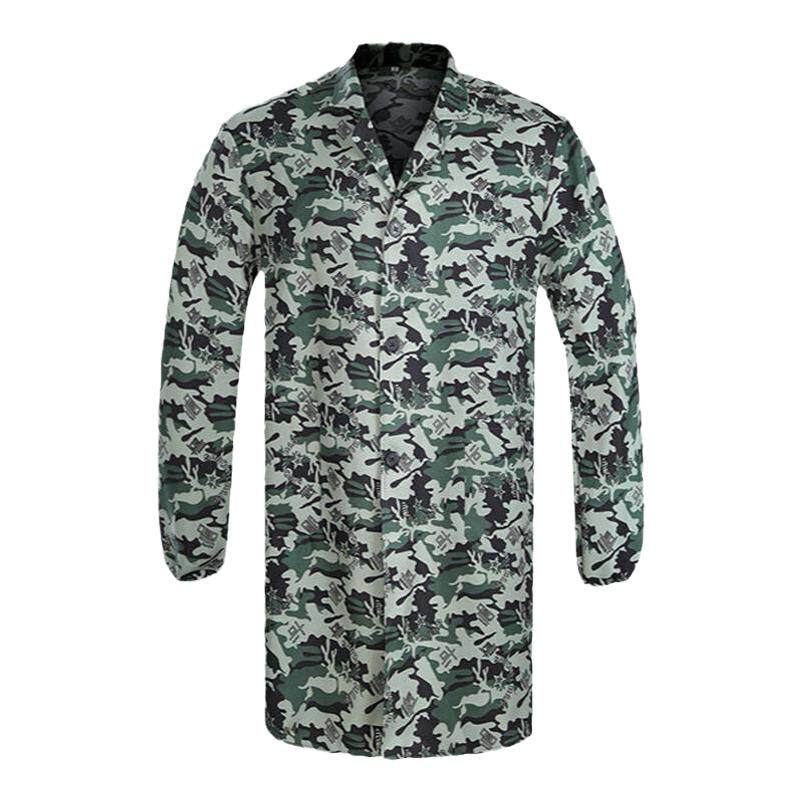 工作服男装厨房罩衣男士长款衣服迷彩外套夏季大褂劳保服工装耐磨