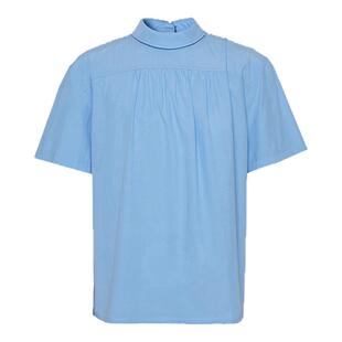 PIHO美拉蓝原创独特‘反穿’短袖褶皱衬衫2024新款高级上衣短袖