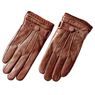 意大利进口真皮小山羊皮手套男冬季触屏加绒保暖开车骑行羊毛内里