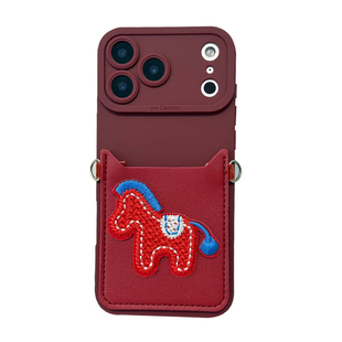 刺绣新年红色马卡包适用华为pura80pro+手机壳pura70全包mate80/70pro新款p60保护套p50斜跨nova15/14/13挂绳