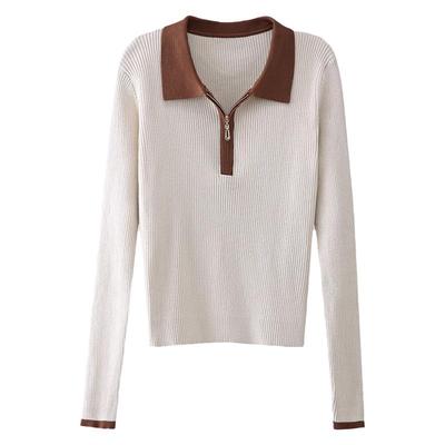 polo领短款毛衣女小个子针织衫