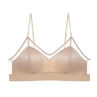 100%真丝内衣女夏季薄款小胸聚拢无钢圈细肩带桑蚕丝文胸美背胸罩