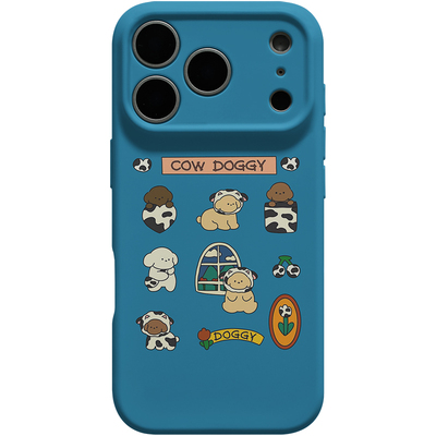 复古卡通奶牛小狗精孔磨砂软壳