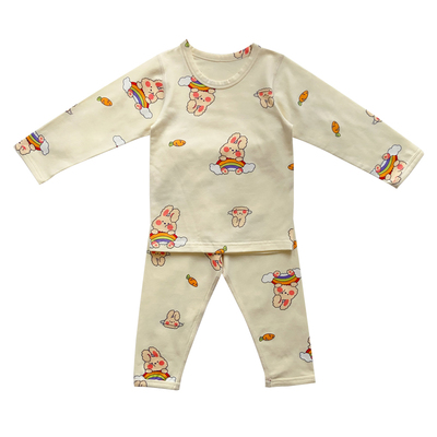 春秋男女童纯棉莱卡无骨内衣套装