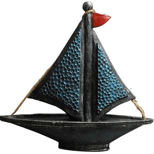 欧璟美 地中海复古帆船锚船舵摆件 服装店网咖啡餐厅陈列道具创意