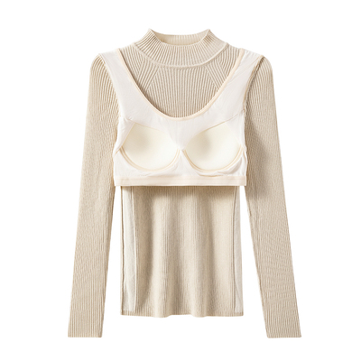 带胸垫免穿文胸长袖嫚西琪