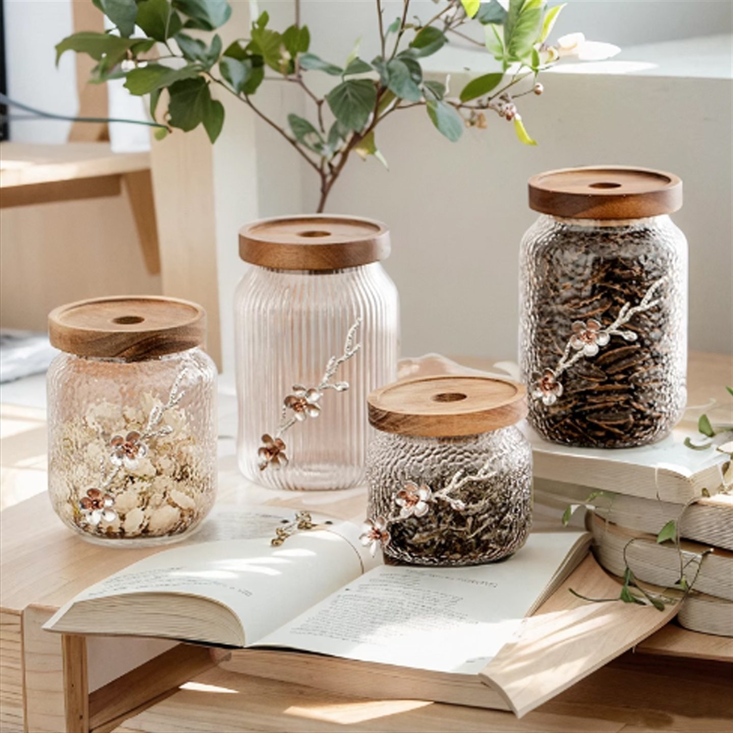 茶叶罐玻璃密封罐存茶仓家用防潮醒茶储物罐花茶干果保鲜盒收纳瓶