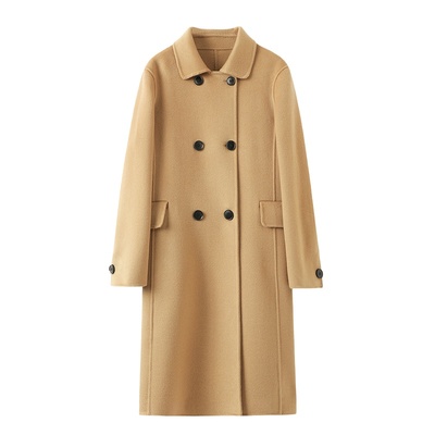 中长双排扣韩版休闲羊绒呢子外套