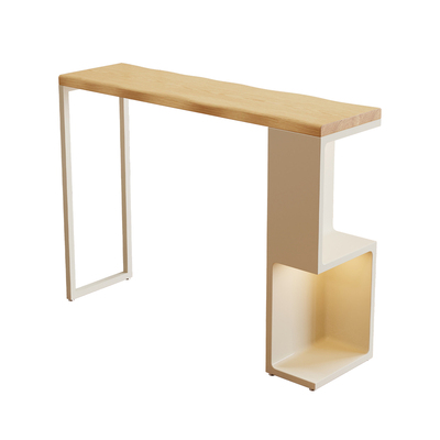 奶油风吧台桌餐桌一体家用隔断窄款实木饭桌原木岛台长条桌小户型