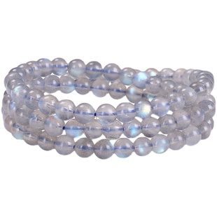 天然冰种蓝月光白灰月光3圈手链蓝色水晶手串女月光石蓝光带证书
