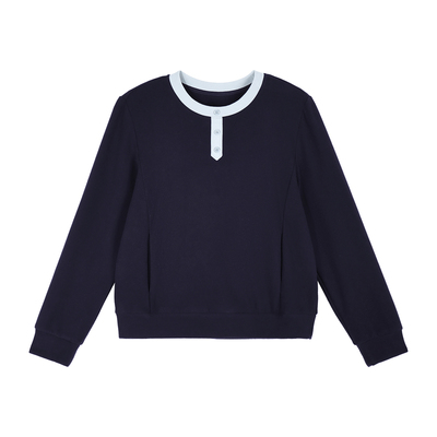 正肩卫衣女秋冬加绒无帽套头上衣