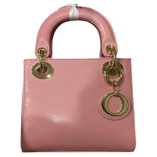 花样新语蜥蜴纹戴妃包粉色钻扣金扣欧美时尚女包3格女士手提包