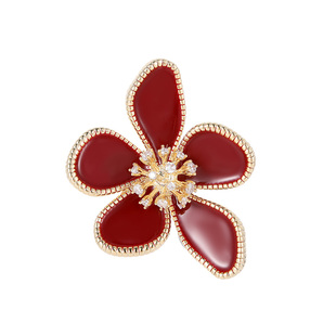 【紫罗兰正版】红木棉胸针女精致时尚百搭红色花朵胸花别针新款