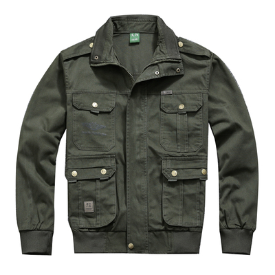 斜纹棉宽松夹克多口袋户外工装